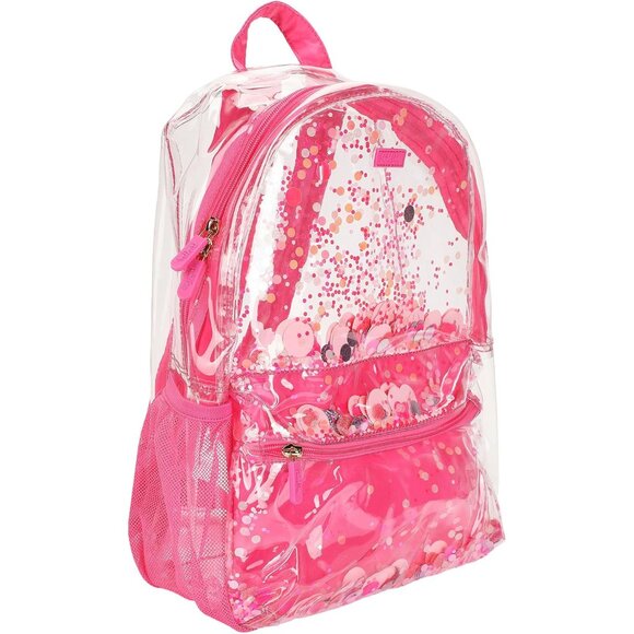 Pink Confetti Clear Backpack Women's Fashion Daypack, Zipper, 14x10x4, Style Bgp - Picture 3 of 4
